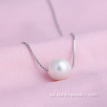 Cadena de plata 925 mujeres Natural sola perla collar